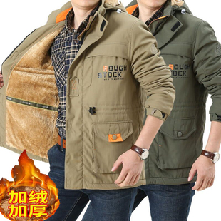 新款冬季休闲冲锋衣加棉加厚棉衣中长款冬天男装棉服外套男装外套