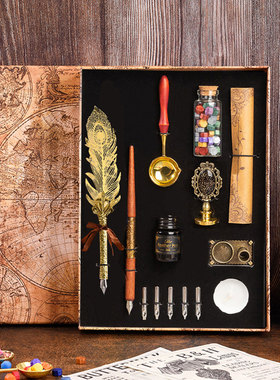 金属羽毛笔高颜值ins风复古独特好看的蘸水哈利波特钢笔送人礼物