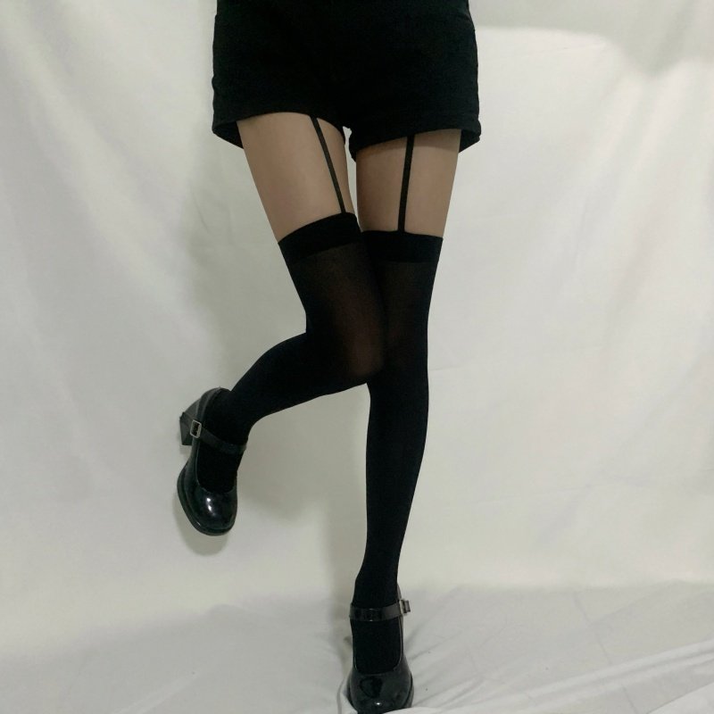 辣妹甜美风天鹅绒吊带袜一体式纯欲风黑色丝袜女夏季过膝长筒袜子,女士内衣/男士内衣/家居服,连裤袜/打底袜,淘宝优惠券,粉丝福利购,淘宝优惠卷