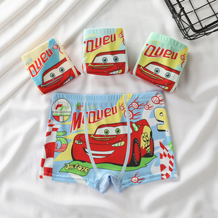 日本代购儿童内裤四角裤平角纯棉闪电麦昆小汽车男童莱卡棉小短裤