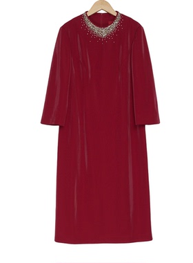 六礼宴会上档次女装高端轻奢喜婆婆品牌礼服红色连衣裙-17257