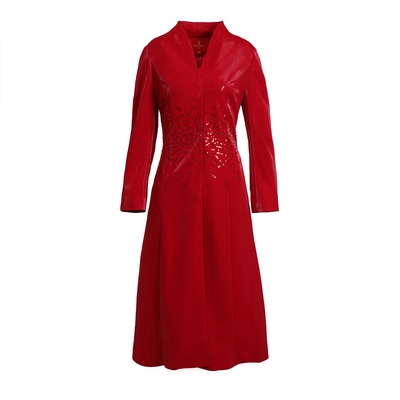 【六礼】专柜品牌折扣女装高端洋气百搭气质通勤女红色风衣-22057