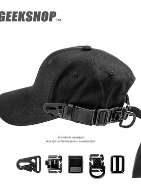 原创设计 赛博朋克 战术机能风棒球帽黑色帽子男款鸭舌帽女大头围