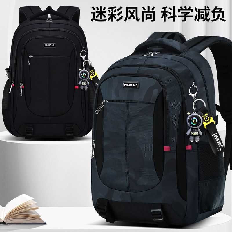 迷彩风护脊减负大容量学生双肩包
