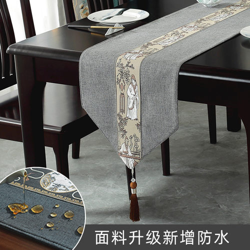 中式古典防水桌旗茶垫禅意茶壶泡茶茶巾防烫茶几垫跨境出口防水