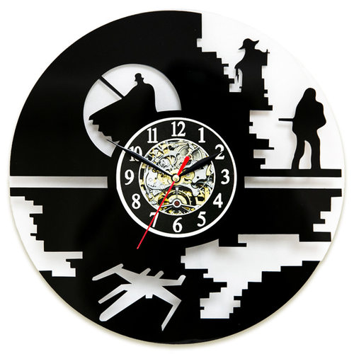 创意黑胶唱片挂钟镜面简约客厅钟表装饰时钟复古clock一件代发钟