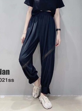 小木南52262夏季休闲运动裤薄料速干弹力大码哈伦裤镂空萝卜裤