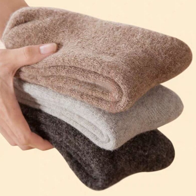 加厚羊毛袜袜子女冬季加绒加厚毛圈袜女男袜深黑色中老年棉袜特厚