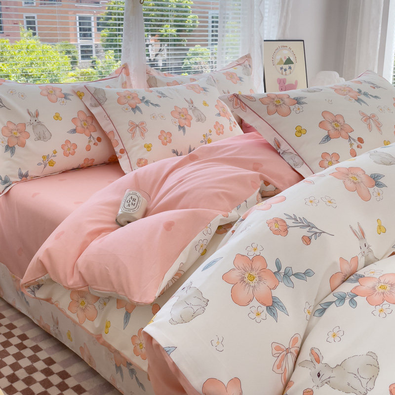 小清新全棉纯棉印花四件套100%被套床单学生宿舍三件套四件通用,床上用品,被套,淘宝优惠券,粉丝福利购,淘宝优惠卷