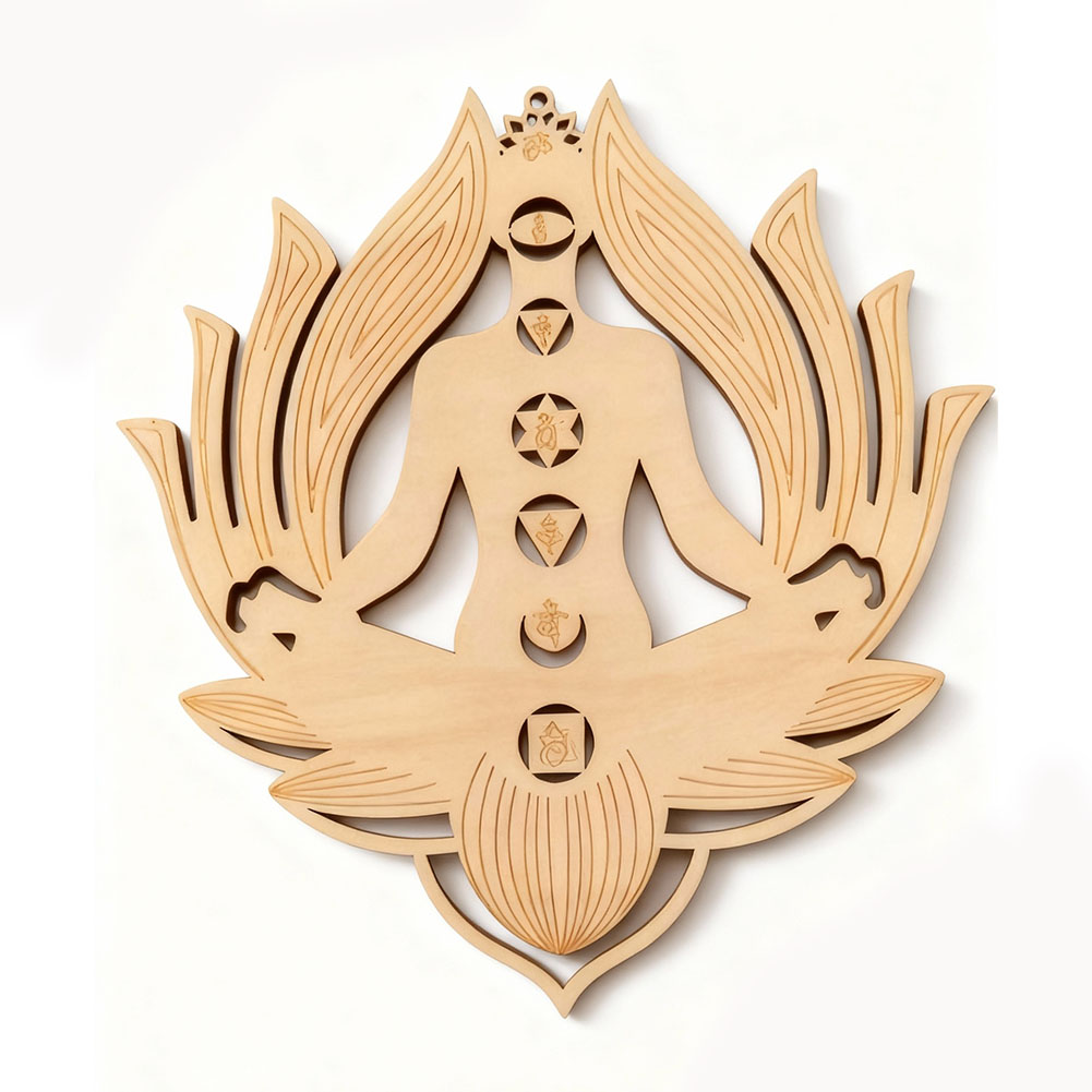 木质瑜伽人体几何壁饰家居装饰悬挂房间墙饰瑜伽室内墙壁装饰挂件