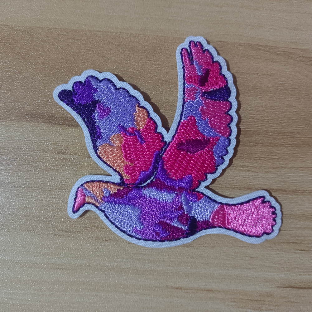 刺绣衣服补丁彩色飞鸟和平鸽布贴带背胶熨烫布贴小孩裤子破洞修复