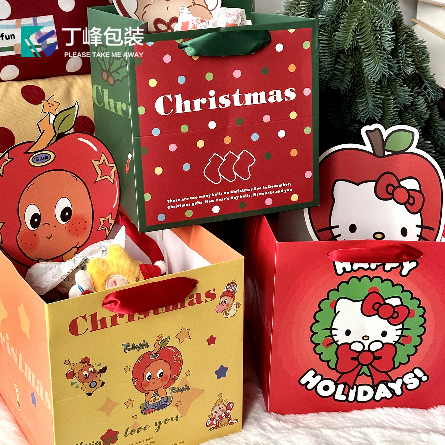 圣诞卡通星仔手提袋礼品袋