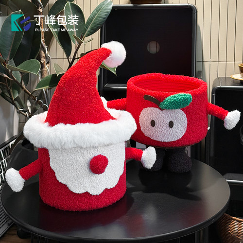 圣诞节苹果零食桶圣诞老人玩偶桶