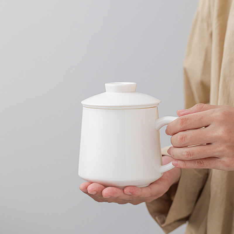 陶瓷中式纯白色茶杯定制加印LOGO