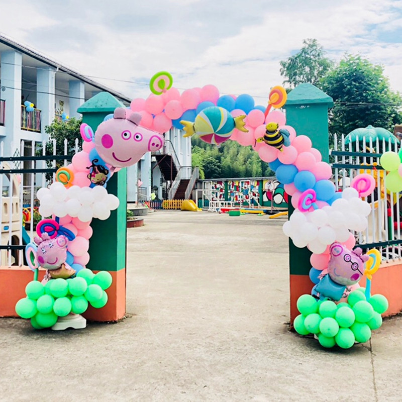 儿童节卡通气球拱门装饰宝宝周岁生日布置场景幼儿园小学毕业典礼