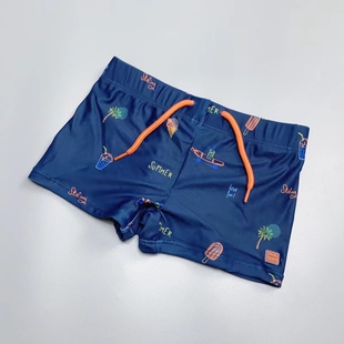 小童 温泉海边吸水速干 Amber外单 男童卡通印花平角防尴尬游泳裤