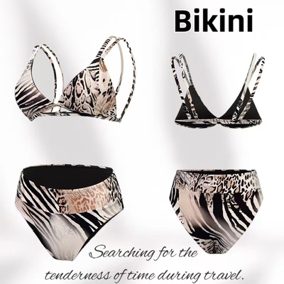 性感细肩带辣妹分体游泳衣比基尼