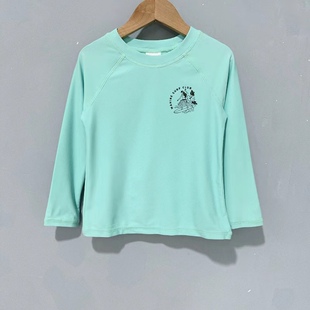 Amber外单儿童分体泳衣女童长袖 防晒冲浪上衣温泉海边沙滩中大童