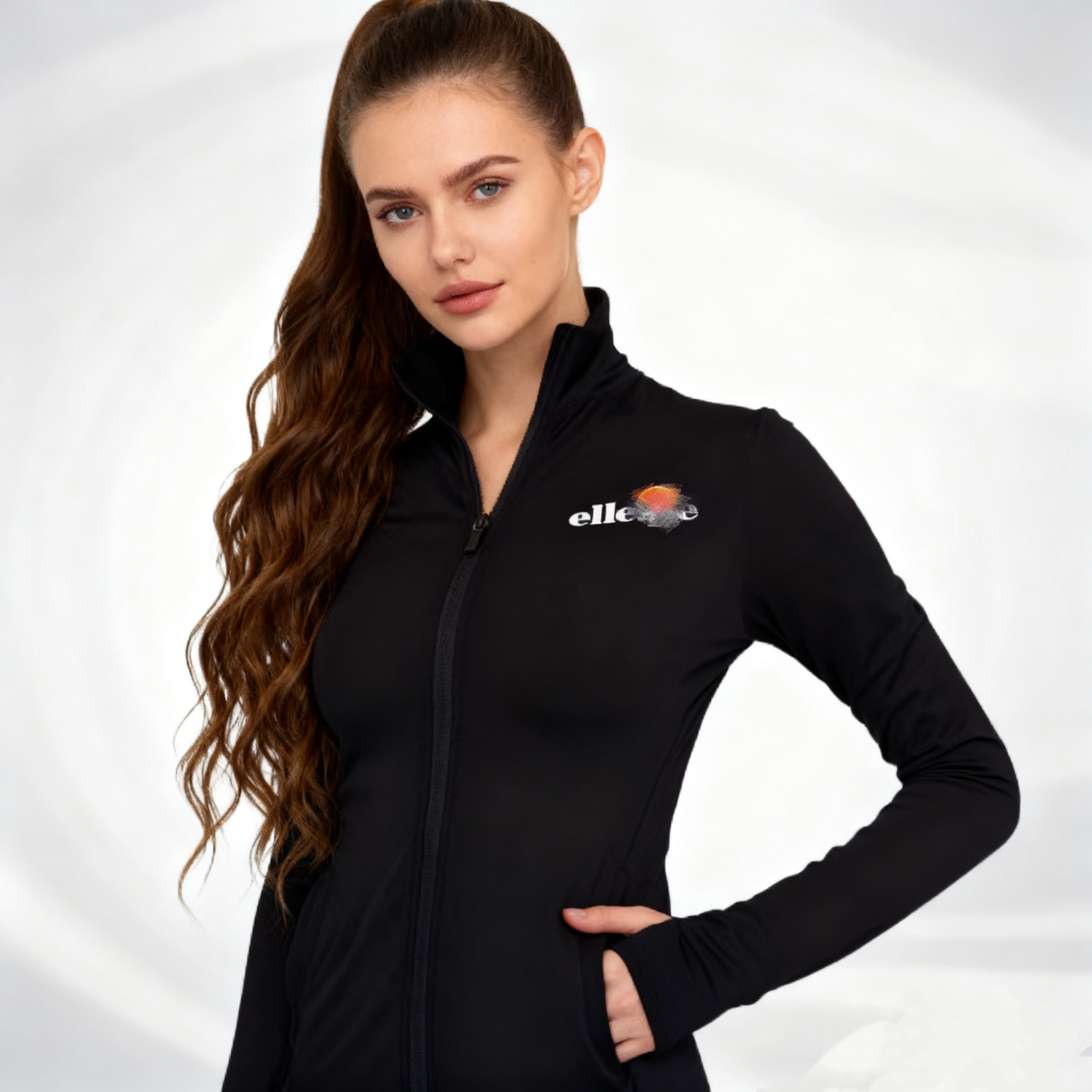 女士长袖瑜伽运动外套显瘦带拉链