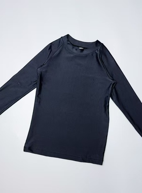 Amber外单纯黑色儿童游泳衣速干防晒长袖上衣冲浪服中大童潜水服