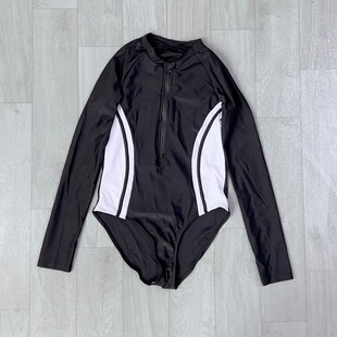 游泳馆专用 三角连体泳衣温泉度假 中大童 女童长袖 Amber外单