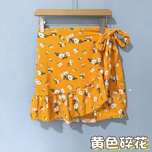 女士遮肚显瘦单裙荷叶边系带裹裙