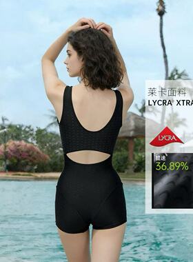 Amber单层竞速平角连体游泳衣高弹锦纶女士专业训练高级感带胸垫