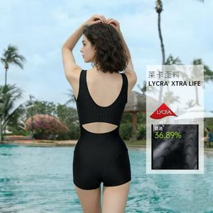 Amber单层竞速平角连体游泳衣高弹锦纶女士专业训练高级感带胸垫