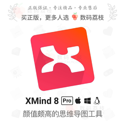 数码荔枝| XMind 8 Pro 思维导图脑图软件正版软件终身版 Win/Mac