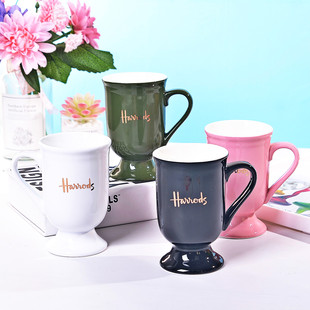 英国harrods陶瓷骨瓷马克高脚杯创意红酒快客杯欧英式茶壶杯情侣