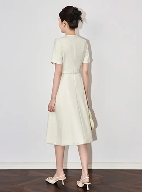 2502510-深圳南油雅致重工钉珠亮片烫银时尚名媛气质女春款连衣裙