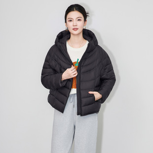 2514102-90白鸭绒连帽轻薄保暖防风排骨云朵泡芙短款羽绒服外套女