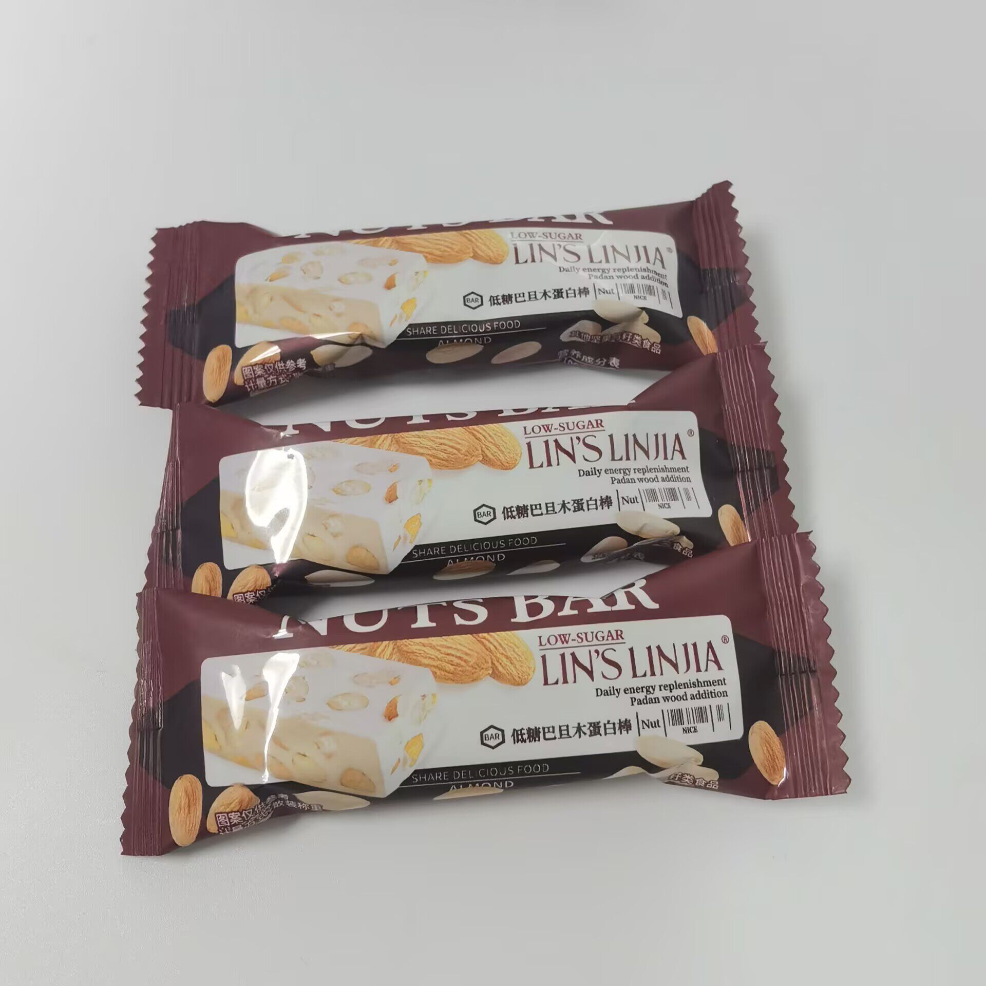 25年11月产林氏林家低糖巴旦木蛋白棒500g约30颗结婚喜糖休闲零食