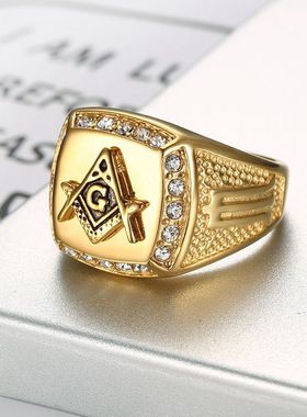 共济会男士戒指钛钢欧美
