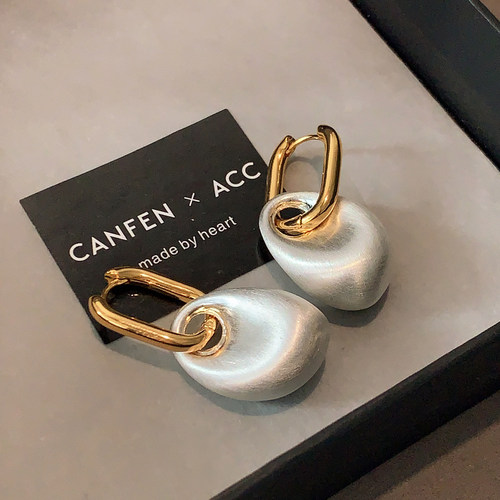 CANFEN法式简约设计银色金属耳扣