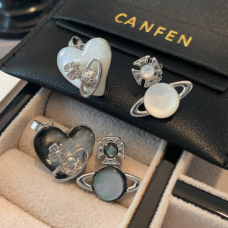 CANFEN欧美设计感西太后土星耳环