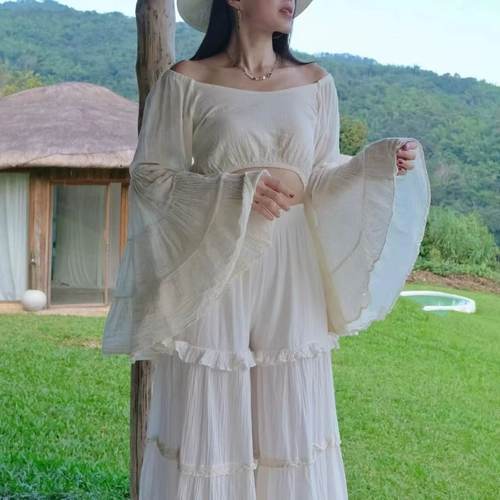 薇芯下单：159 薇芯：Zimei1521 生态棉仙女裙系列一字肩抹胸上衣