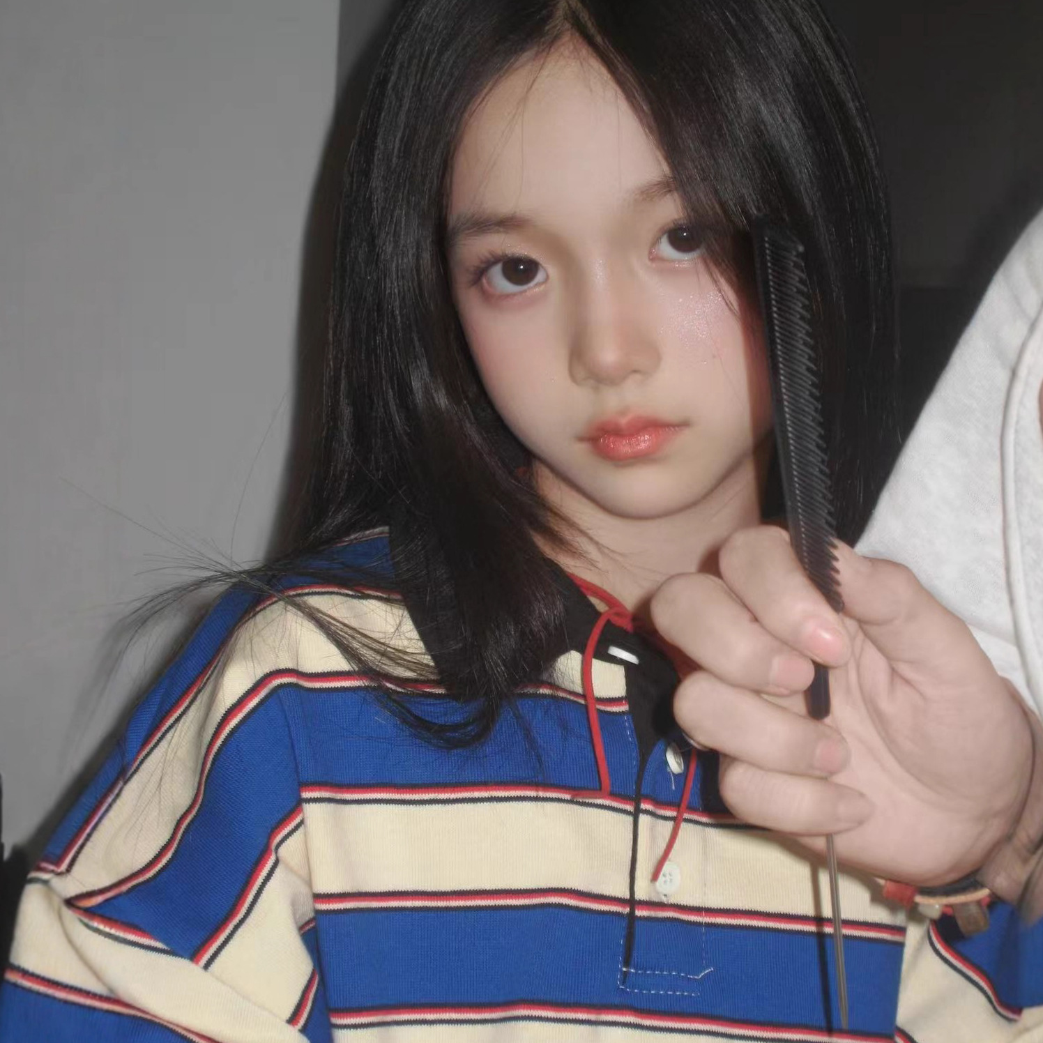 女童男童蓝白条洋气时髦卫衣