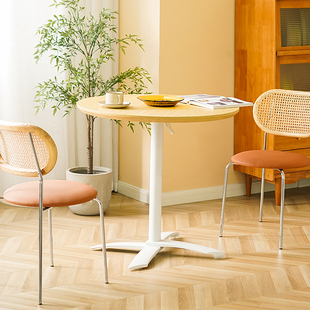 现代简约北欧实木桌子家用餐厅简易吃饭圆形折叠桌休闲洽谈咖啡桌