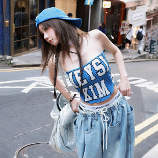 初代美希MEYSIKIM性感辣妹穿搭微弹抹胸背心女2025年新款 上衣 无袖