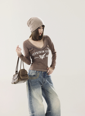 初代美希MEYSIKIM 打底衫女内搭2025新款纯棉t恤微弹修身长袖上衣