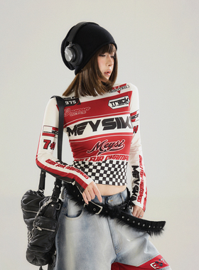 初代美希MEYSIKIM t恤女内搭打底衫早秋高弹半高领机车服长袖上衣