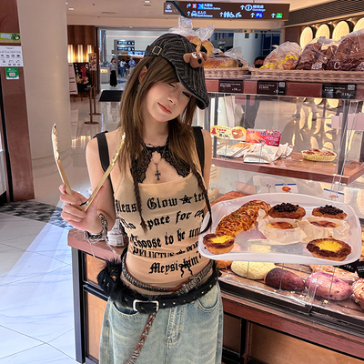 【2件85折3件75折】植绒印花背心女装夏2026新款外穿辣妹无袖上衣