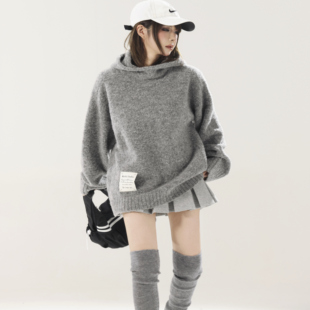 初代美希MEYSIKIM羊毛毛衣女装秋冬新款套头连帽慵懒松弛感毛线衣