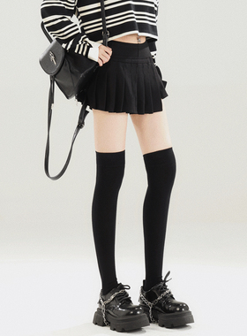 初代美希MEYSIKIM半身裙裤女2025新款不规则防走光百褶裙黑色短裙