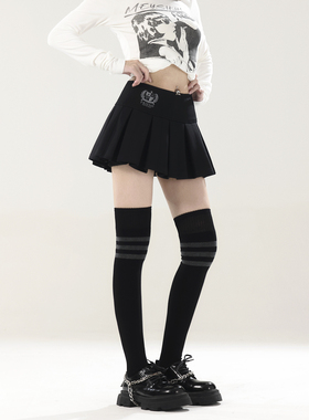 初代美希MEYSIKIM半身裙女2025新款裙子高腰jk百褶裙黑色百搭短裙