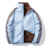 男士立领双面穿棉衣冬季加厚条纹保暖棉袄时尚棉服外套MY9989特85，男装棉衣，电商A076