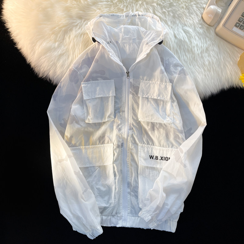 夏季工装外套男超薄透气港风宽松情侣防晒衣服白底图1FS19606-P35,男装夹克,电商A076