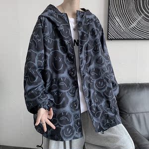 情侣款外套男女秋季中性风宽松港风模特夹克风衣18J图片