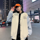 印花夹克外套男春季港风宽松学生情侣棒球服港风模特1JK60023-P50，男装夹克，电商A076